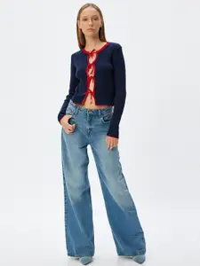 Koton Women Striped Tie-up Sweater