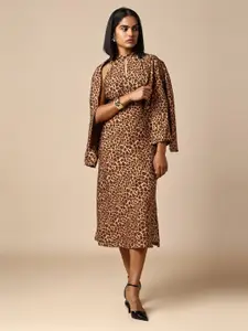 Chemistry Women Animal Printed Halter Neck Sheath Midi Dress