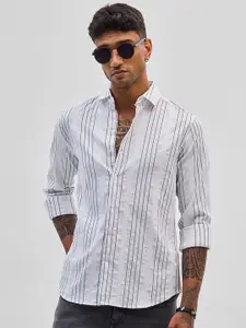 Snitch Men Smart Slim Fit Opaque Striped Casual Shirt