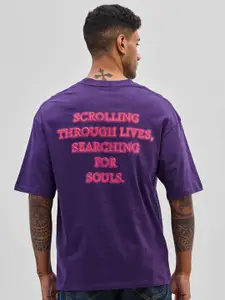 Snitch Men Typography Printed Round Neck Cotton Oversized T-shirt