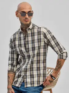 Snitch Men Smart Slim Fit Opaque Checked Casual Shirt