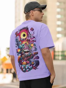 Elibolz Men Printed Drop-Shoulder Sleeves Bio Finish T-shirt