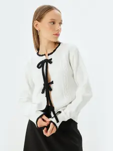 Koton Women Cable Knit Front-Open Sweater