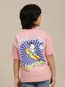 Kids Ville Boys Graphic Printed Round Neck Cotton Oversized Peanuts T-shirt