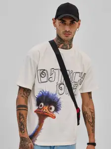 Snitch Men Graphic Printed Round Neck Cotton Oversized T-shirt