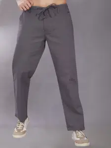 DIVISIVE Men Linen Relaxed Loose Fit Easy Wash Trousers