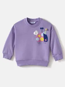 Nauti Nati Nautinati Girls' Ladybird Print Full Sleeves Fleece Sweatshirt