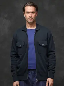 RARE RABBIT Men Cotton Front-Open Long Sleeves Sweatshirt