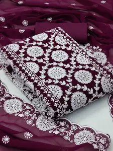 Maroosh Floral Embroidered Thread Work Unstitched Dress Material