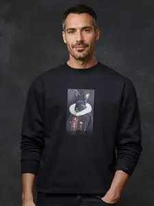 RARE RABBIT Men Graphic Printed Cotton Sweatshirt