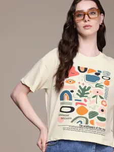 The Roadster Life Co. Graphic Printed Drop-Shoulder Sleeves Boxy T-shirt