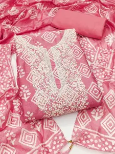 Peachmode Floral Embroidered Sequinned Pure Cotton Unstitched Dress Material