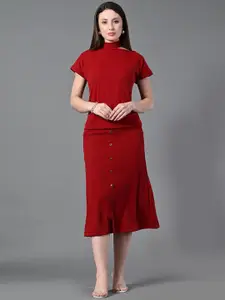 Roadster Slit Neck Short Sleeves T-Shirt With Skirt