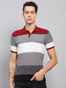Monte Carlo Men Striped Polo Collar Cotton T-shirt