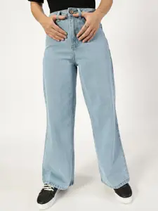 THIRD QUADRANT Women Cotton Jean Wide Leg High-Rise Jeans