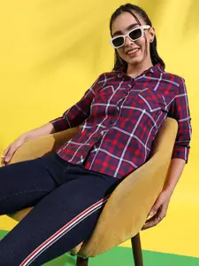 PINACOLADA Women Tartan Checks Regular Fit Casual Shirt
