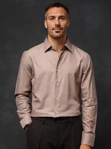 RARE RABBIT Men Comfort Spread Collar Solid Cotton Formal Shirt