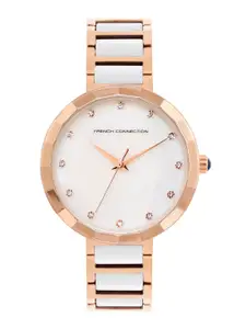 French Connection Women Embellished Dial & Stainless Steel Bracelet Style Straps Analogue Watch FCH4RTM