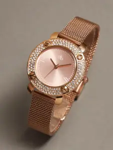 DressBerry Women Brass Printed Dial & Straps Analogue Watch DB-SS24-10C