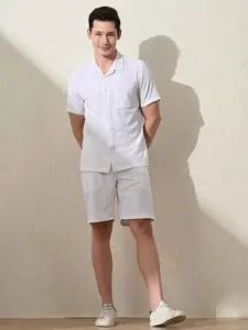 STARFOX Cuban Collar Self Design Shirt With Shorts