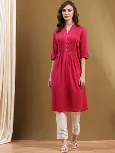 Biba Mandarin Collar Cotton Straight Kurta