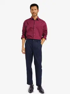 RARE RABBIT Men Comfort Spread Collar Solid Cotton Boxy Formal Shirt