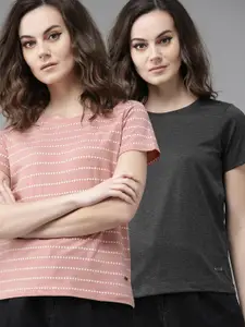 The Roadster Lifestyle Co Pack Of 2 Relaxed Fit Cotton T-shirts