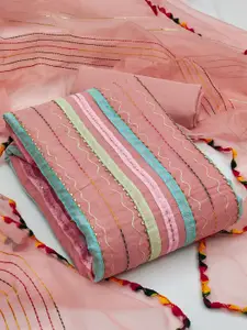 Maroosh Striped Embroidered Sequinned Unstitched Dress Material