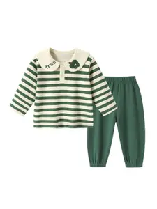 StyleCast x Revolte Girls Striped  Peter Pan Collar T-Shirt With Trouser