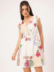 DressBerry  Tie-Up Sleeves Printed Wrap Dress