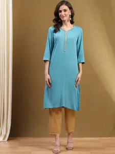 Biba V-Neck Straight Kurta