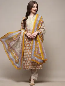 Biba Floral Printed Pure Cotton Unstitched Dress Material