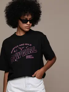 The Roadster Lifestyle Co. Women Typography Printed Oversized T-shirt