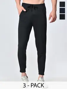 BAESD Men Pack Of 3 Pure Cotton Mid-Rise Joggers