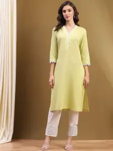 Biba Thread Work Cotton Straight Kurta