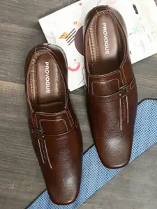 Provogue Men Leather Formal Slip-On Brown Shoes