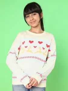 Nauti Nati Girls Self Design Pullover Sweaters