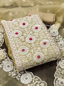 Maroosh Ethnic Motifs Embroidered Thread Work Organza Unstitched Dress Material