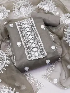 Maroosh Embroidered Thread Work Organza Unstitched Dress Material