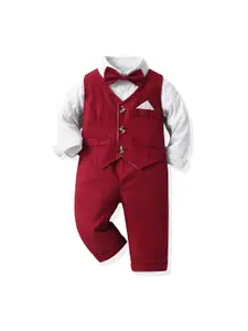 StyleCast x Revolte Boys Printed Shirt Collar Shirt & Trouser & Waistcoat & Bow Tie