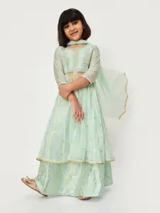 max Girls Thread Work Ready to Wear Cotton Lehenga & Blouse With Dupatta