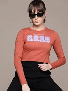 The Roadster Lifestyle Co. Printed Cropped T-shirt