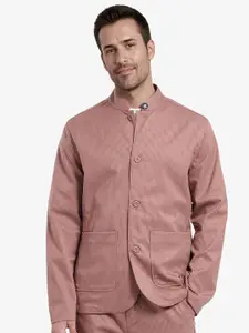 RARE RABBIT Men Mandarin Collar Striped Casual Tailored Jacket