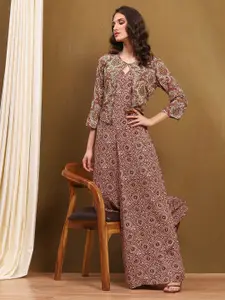 Biba Women Floral Printed Keyhole Neck Maxi Dress