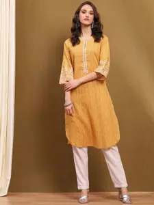 Biba Floral Printed Cotton Straight Kurta