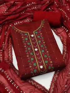Maroosh Ethnic Motifs Embroidered Sequinned Unstitched Dress Material