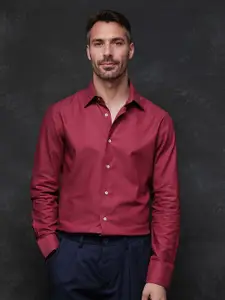 RARE RABBIT Men Comfort Spread Collar Solid Cotton Formal Shirt