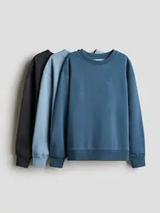 H&M Boys Pack Of 3 Round Neck Sweatshirt