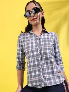 PINACOLADA Women Tartan Checks Regular Fit Casual Shirt