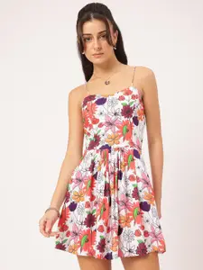 DressBerry Floral Print Strappy Mini A-line Dress